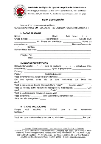 Formulário de inscrição 